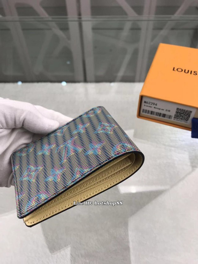 路易威登LV錢包 M62294蘭花 經典圖案浸潤霓虹色彩 Slender錢夾包 LV男士短夾 xxlv1905